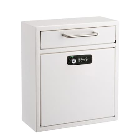 Adiroffice Medium Wall Mountable Mailbox with Key and Combination lock ADI631-05-WHI-KC